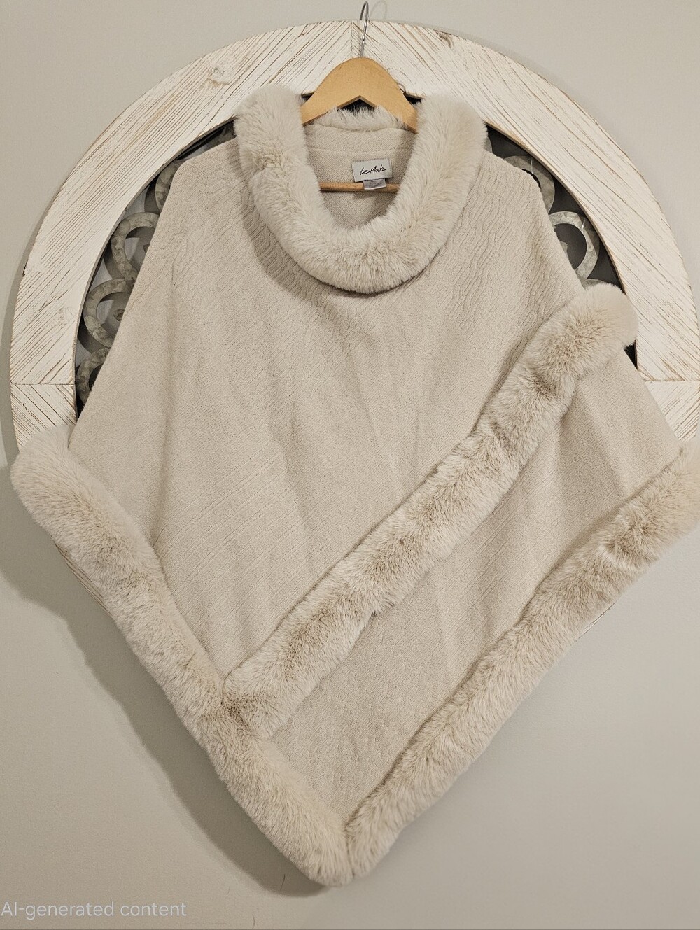 Le Moda Poncho With Faux Fur Trim